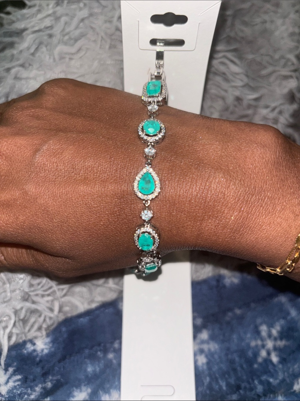 Elegant Turquoise & Diamond Stones Tennis Bracelet